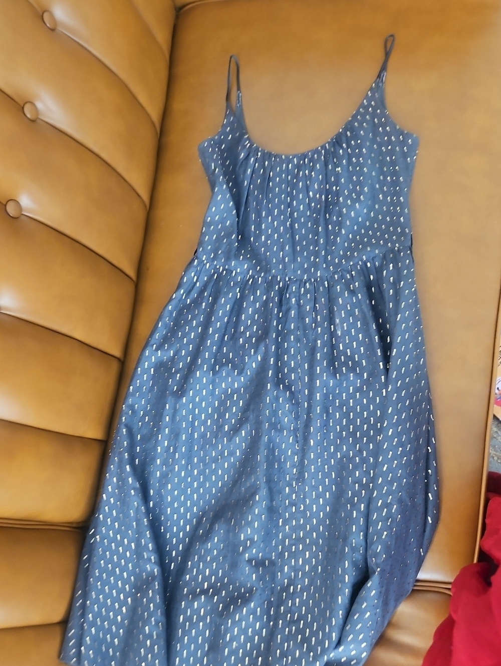 French Connection Greyish Black Blouse with Gold Metallic Dot Pattern